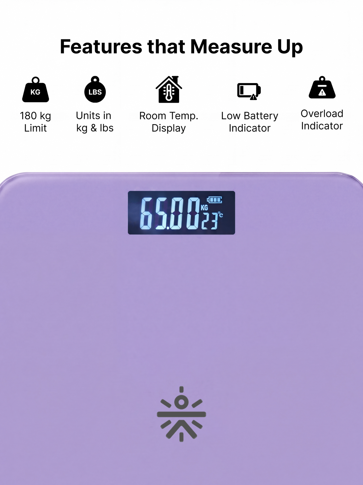 Cult Active body Weighing scale, LCD display, Weight Machine, 180 Kg, Batteries included, Tempered Glass Platform, Ideal for Home Use, Purple