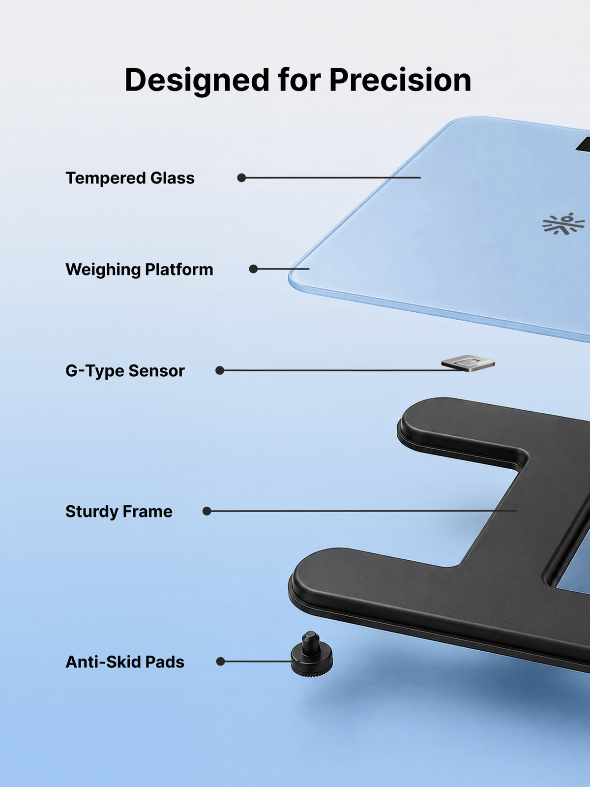 Cult Active body Weighing scale, LCD display, Weight Machine, 180 Kg, Batteries included, Tempered Glass Platform, Ideal for Home Use, Blue