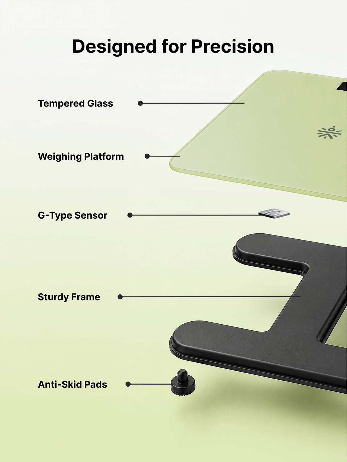 Cult Active body Weighing scale, LCD display, Weight Machine, 180 Kg, Batteries included, Tempered Glass Platform, Ideal for Home Use, Yellow