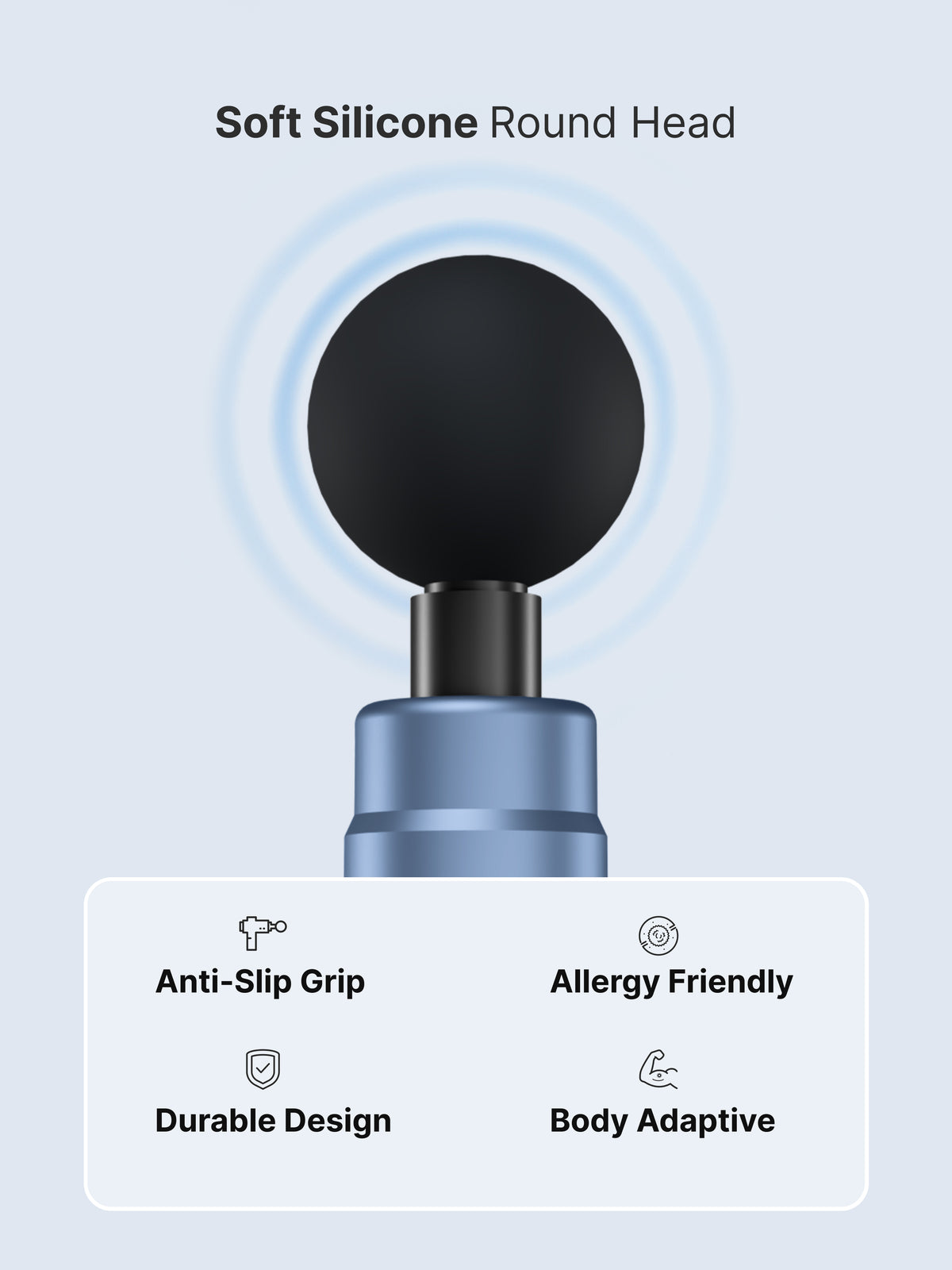 Cult Thrust, Full Body Professional Gun Massager, Upto 3 Hour Battery, Deep Tissue Percussions, 4 Interchangeable heads, 6 Speed levels, Silicone head, Blue