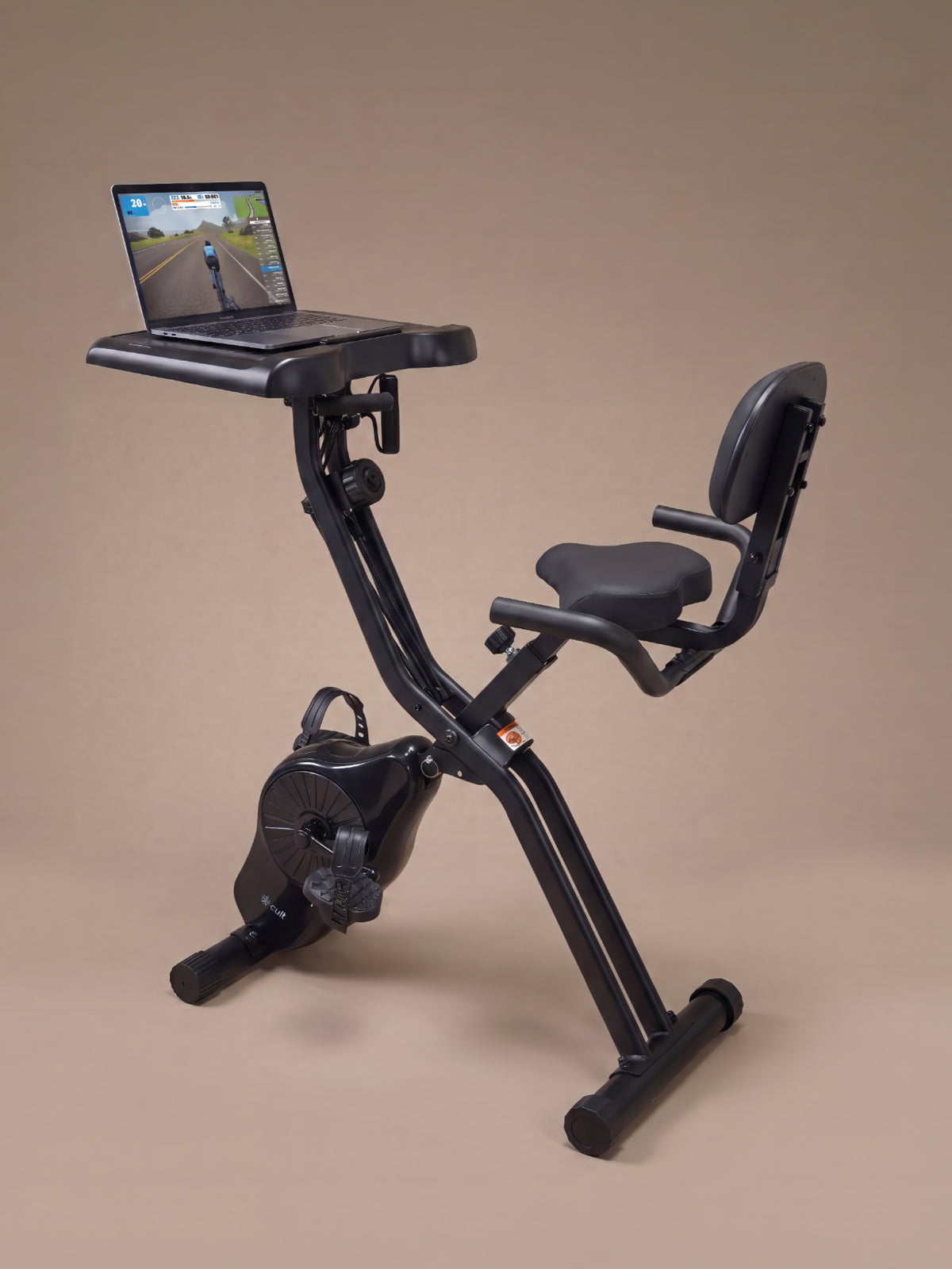 Cult X-Bike with Table | Sturdy & Stable Design | Foldable Exercise Cycle for Home | 8-Level Magnetic Resistance | Adjustable Seat | LCD Display | Laptop & Tablet Desk | 120 kg Capacity - Black