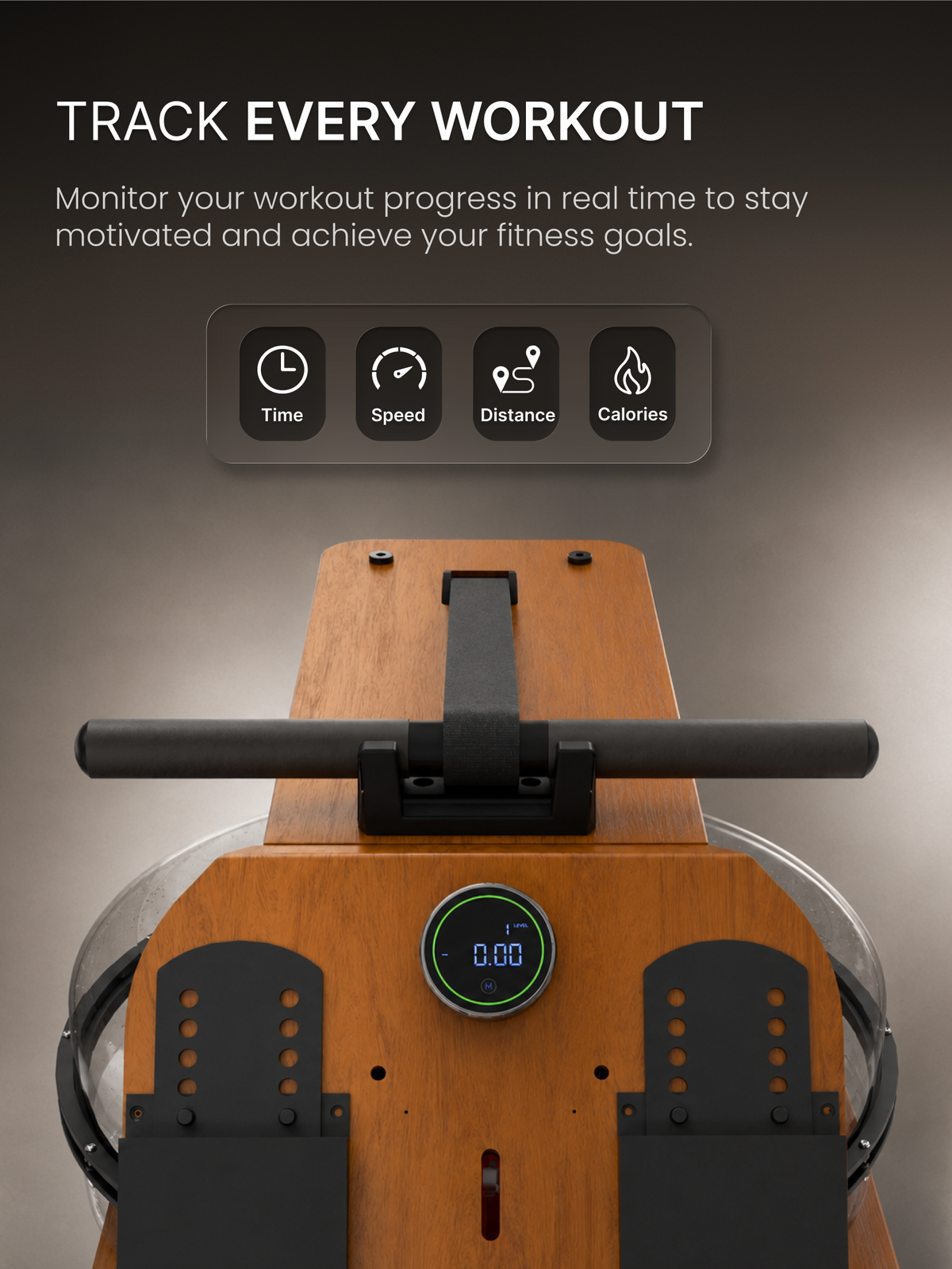 Cult Smart Water Rowing Machine for Home Gym | Dual Resistance | 32-Level Magnetic Resistance | Foldable Wooden Rowing Machine | 120 kg Capacity | Compact & Foldable Design
