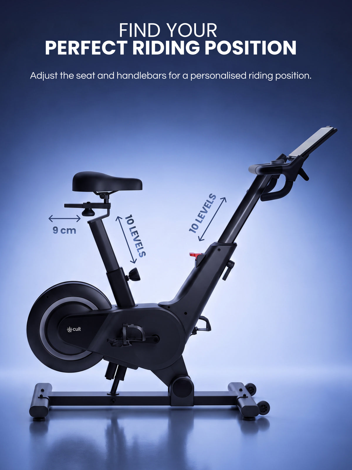Cult Helix Magnetic Spin Bike with 8 Kg Flywheel | 8-Level Incline & Decline - Train for Hills, Flats, and Descents | 32-Level Magnetic Resistance | 120 Max User Weight | 3 Preset Programs - Black