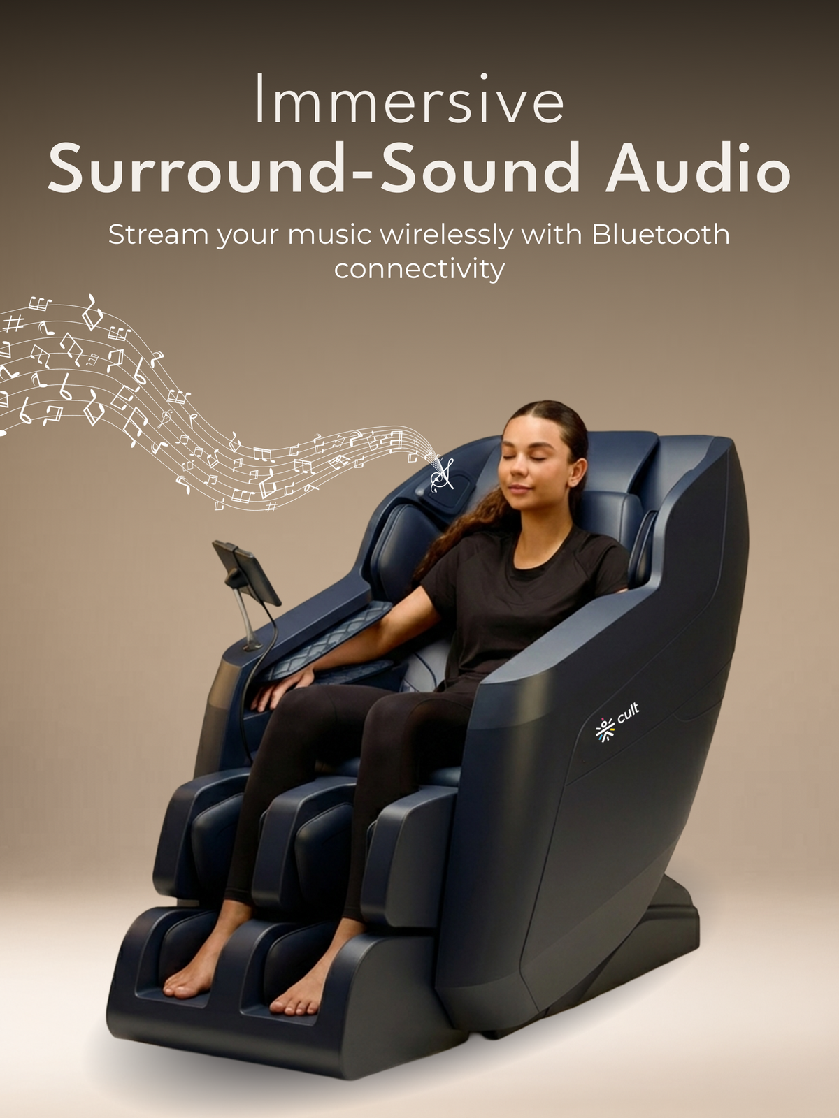 Cult Serene Massage Chair | Zero Gravity with Voice Guide & Bluetooth | 9 Preset Massage Programs | Smart Touch Screen