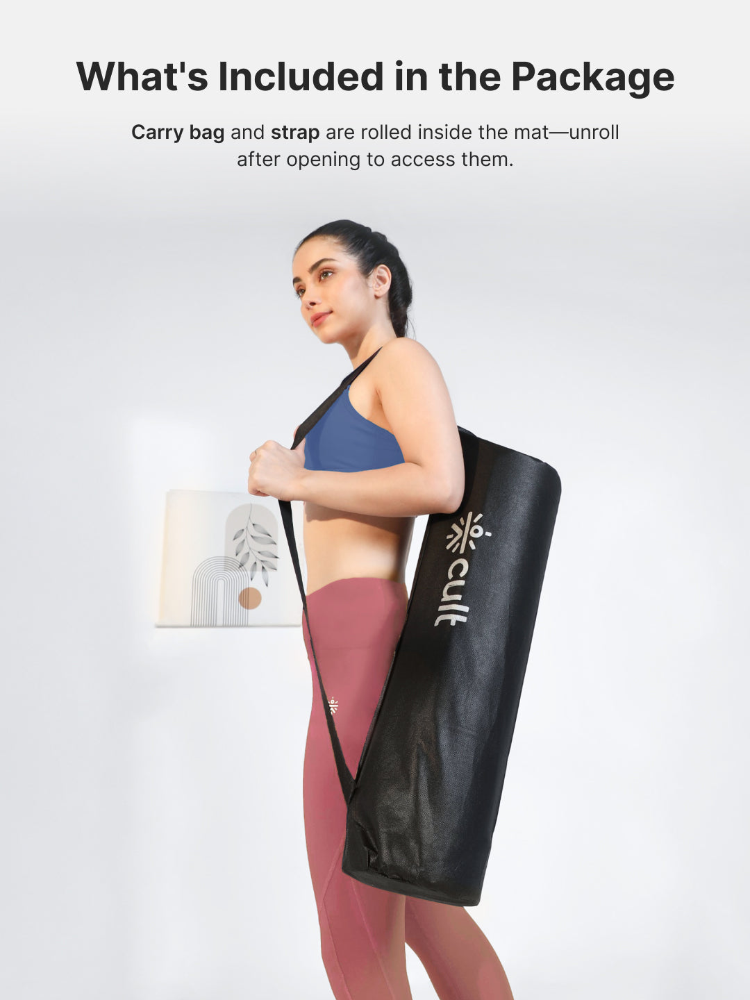 CULT TPE Yoga Mat 10mm Extra Thick with Carry Strap and Bag Non-Toxic, Latex-Free, Anti-Slip, Tear-Resistant & Lightweight Superior Cushioning for Joint Support, Meditation & Home Workouts- Navy