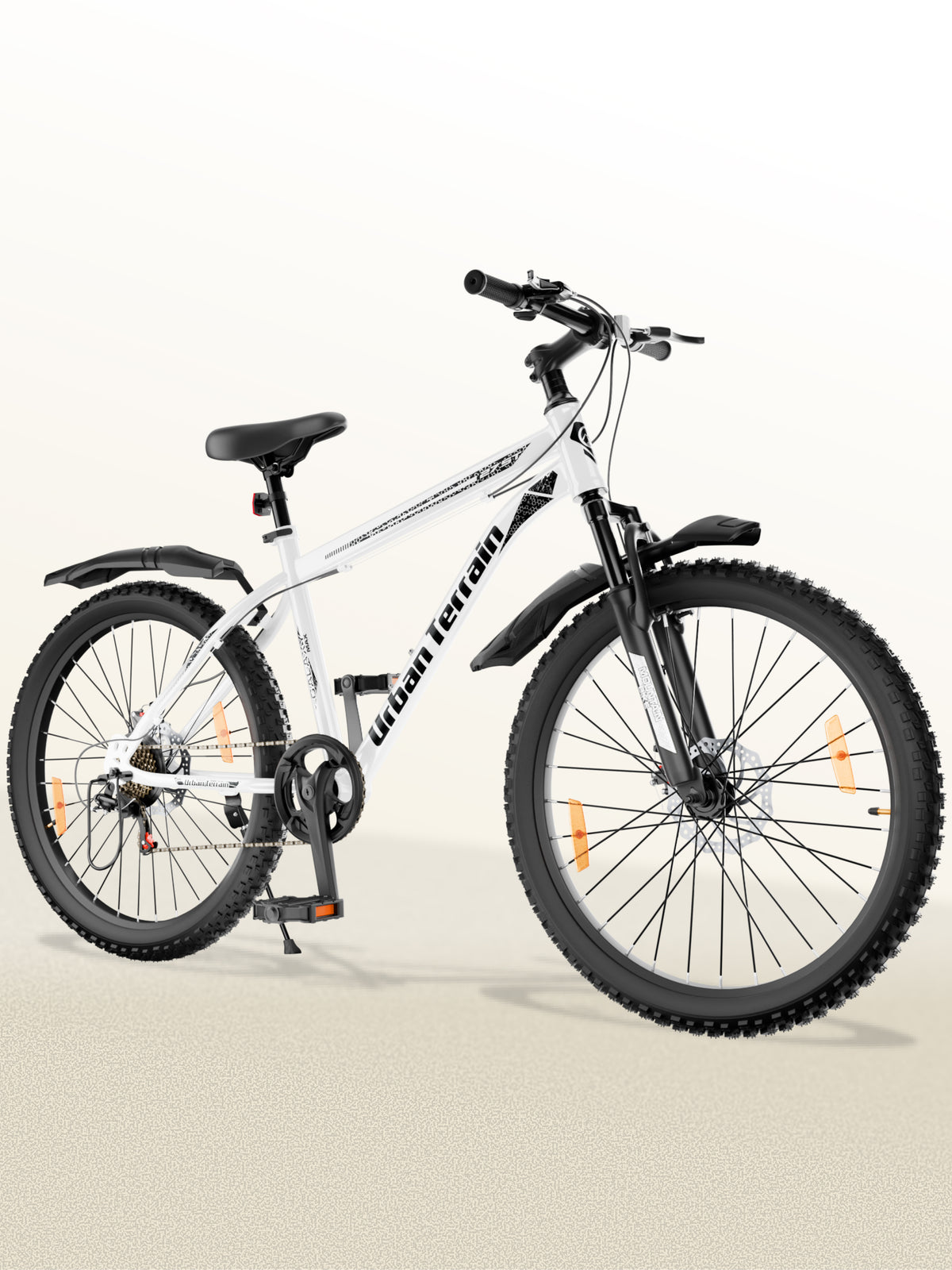 Galaxy Max Mountain Bike Steel 7 Speed Cycle 27.5 inch Tyre, White With Front Suspension, Single Wall Rim and Dual Disc Brakes Ideal For 5.2 ft to 6 ft