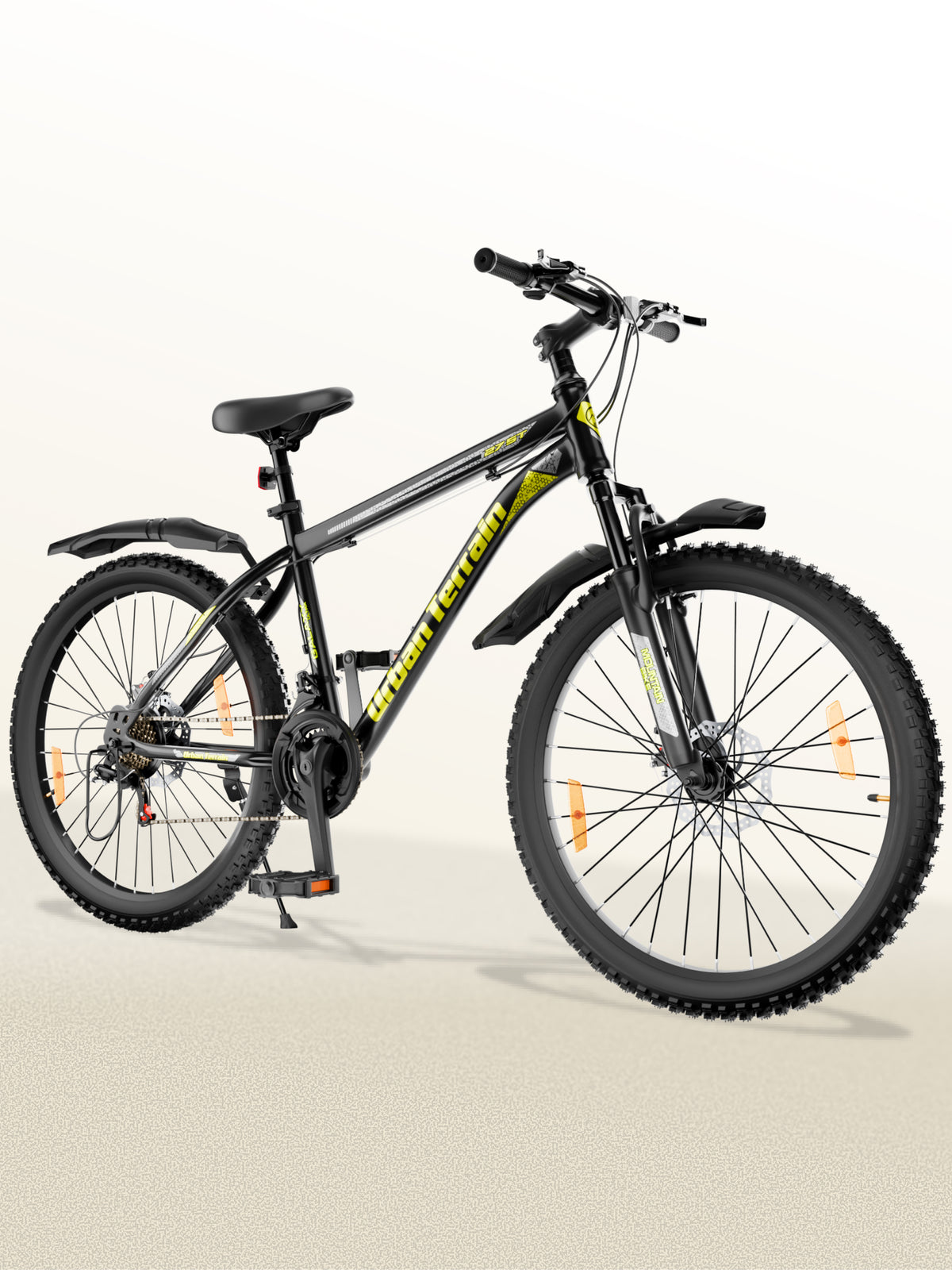 Galaxy Ultra Mountain Bike Steel 21 Speed Cycle 27.5 inch Tyre, Green With Front Suspension, Single Wall Rim and Dual Disc Brakes Ideal For 5.2 ft