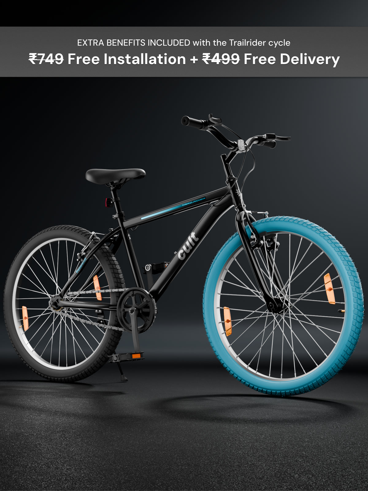 Cult TRAILRIDER 26T Single Speed Mountain Bike, Black