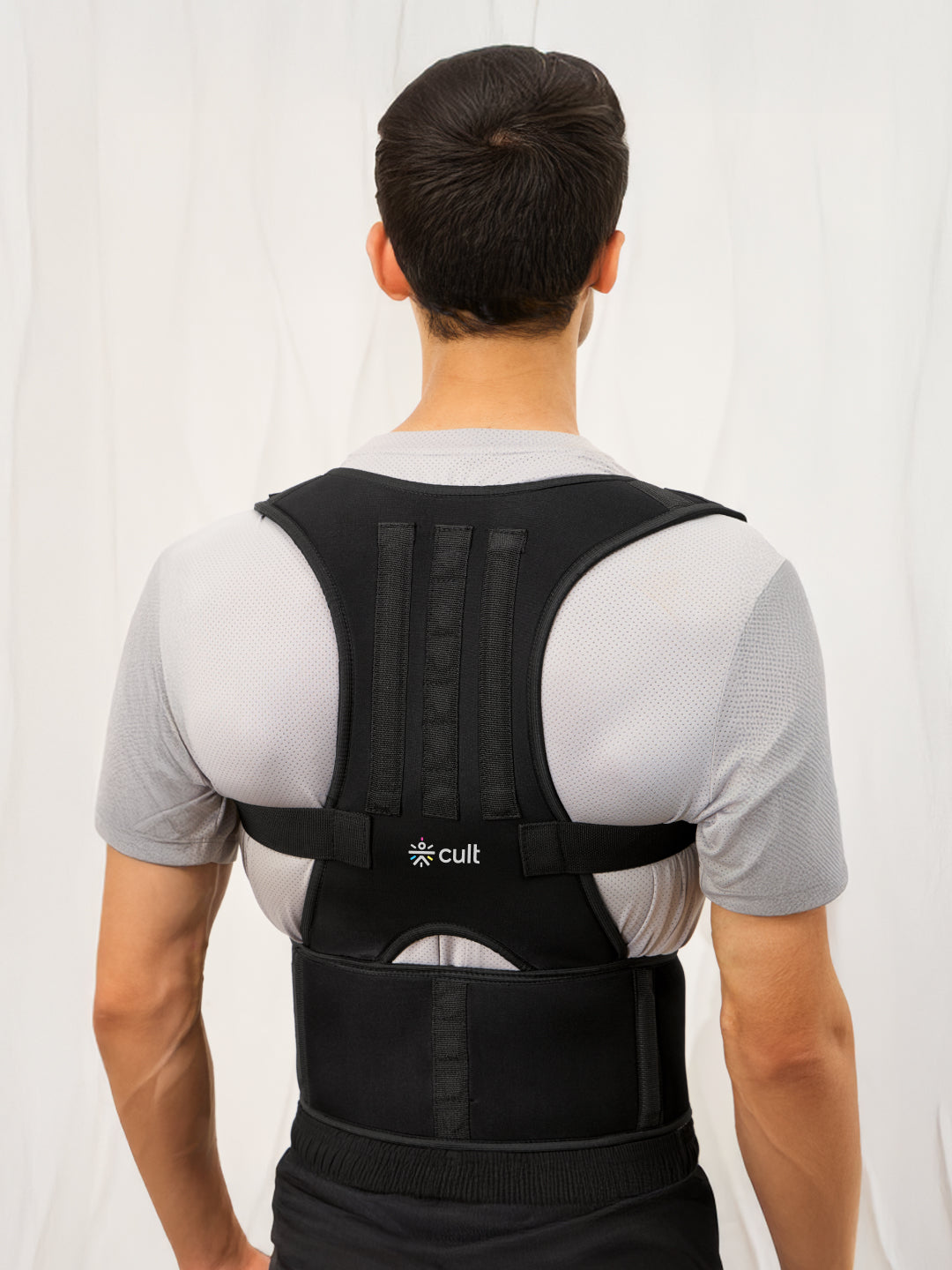 CULT Align Flex Posture Corrector Black Neoprene Back Support Belt for Men & Women Adjustable Spine & Shoulder Brace Breathable, All-Day Comfort Upper Back, Neck & Shoulder Alignment Support