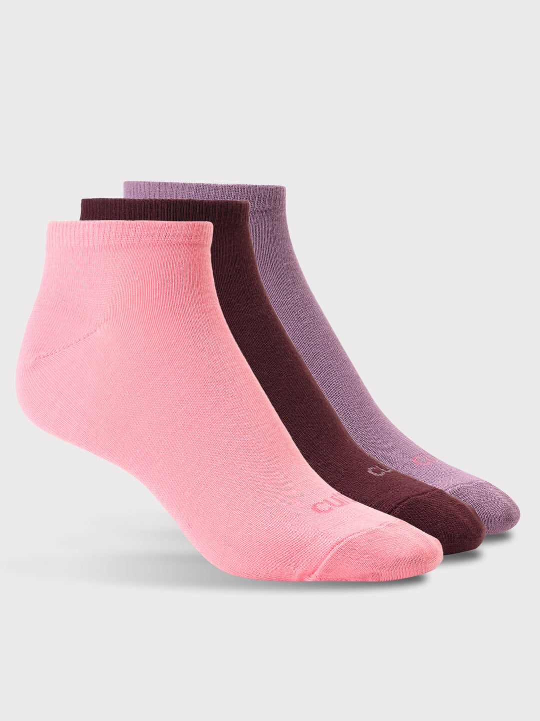 Casual Low Ankle Length Cotton Pack of 3 Pink,Maroon & Purple Socks Women