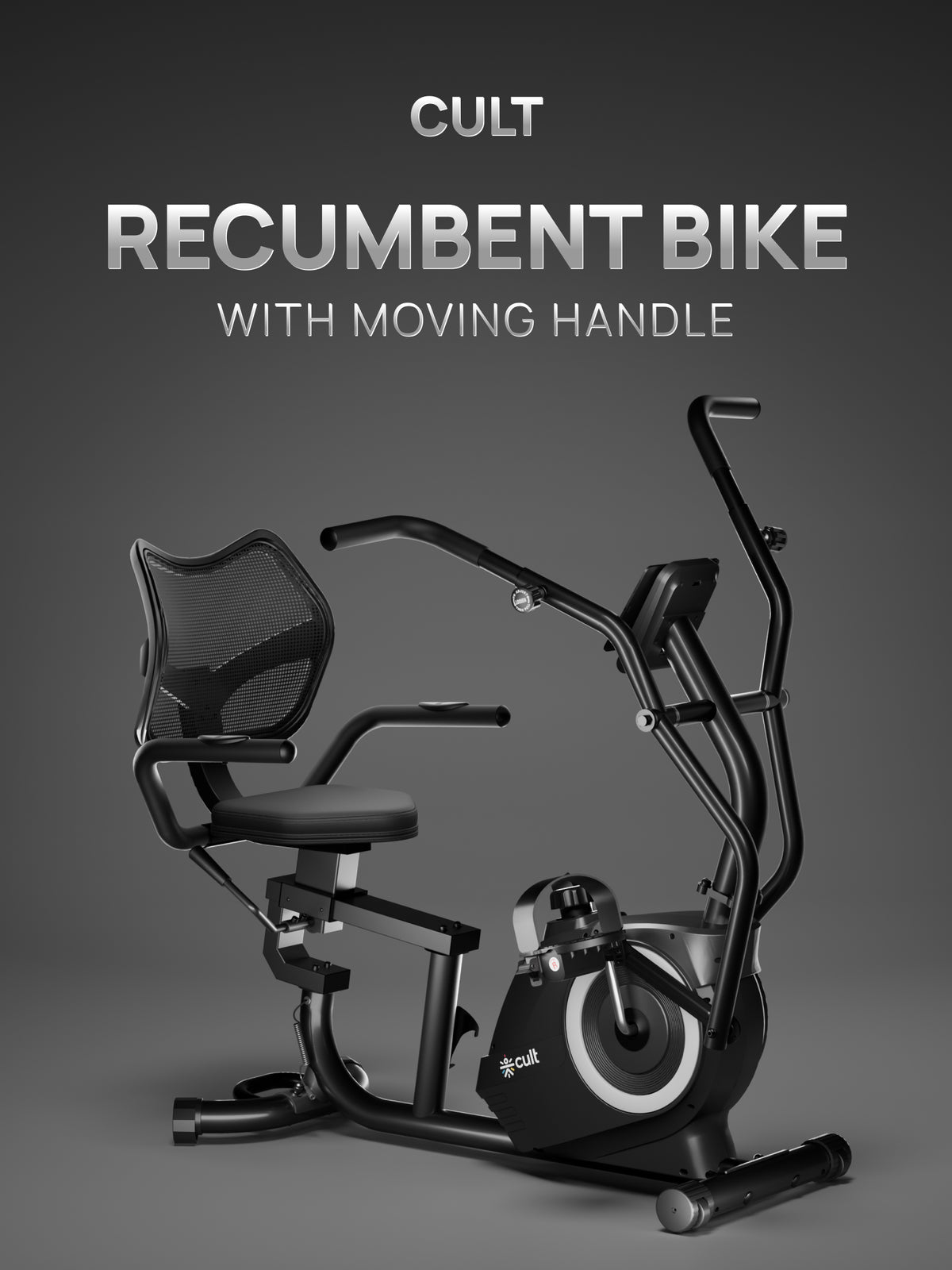 Cult Recumbent Exercise Bike | 16-Level Magnetic Resistance | Moving Handlebars | Adjustable Seat | LCD Display | Heart Rate Sensors | 130 kg Capacity | Self-Powered Exercise Cycle for Home