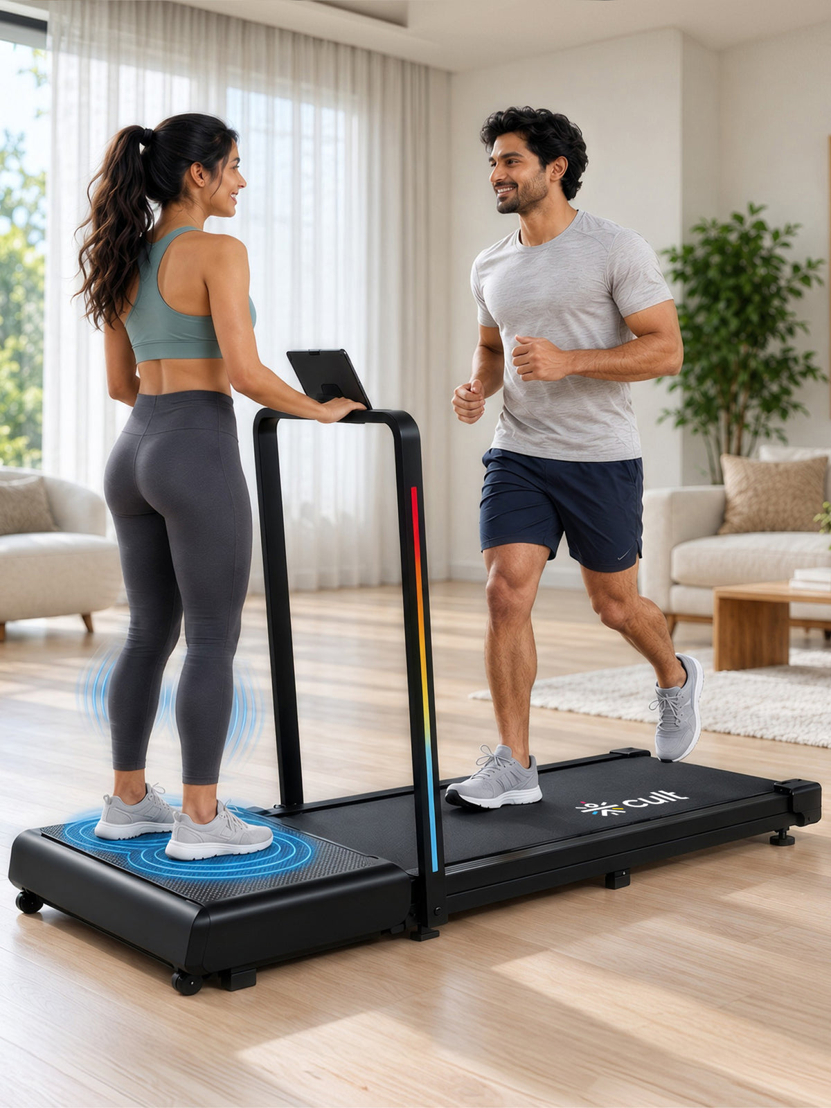 Cult VibeWave Walking Pad with Front Vibration Plate Massager | 5HP Peak BLDC Motor | 120kg Max Load | 130 Vibration Levels | Remote Control & Tablet Holder | Treadmill for Home Use (with 6 months extended warranty)