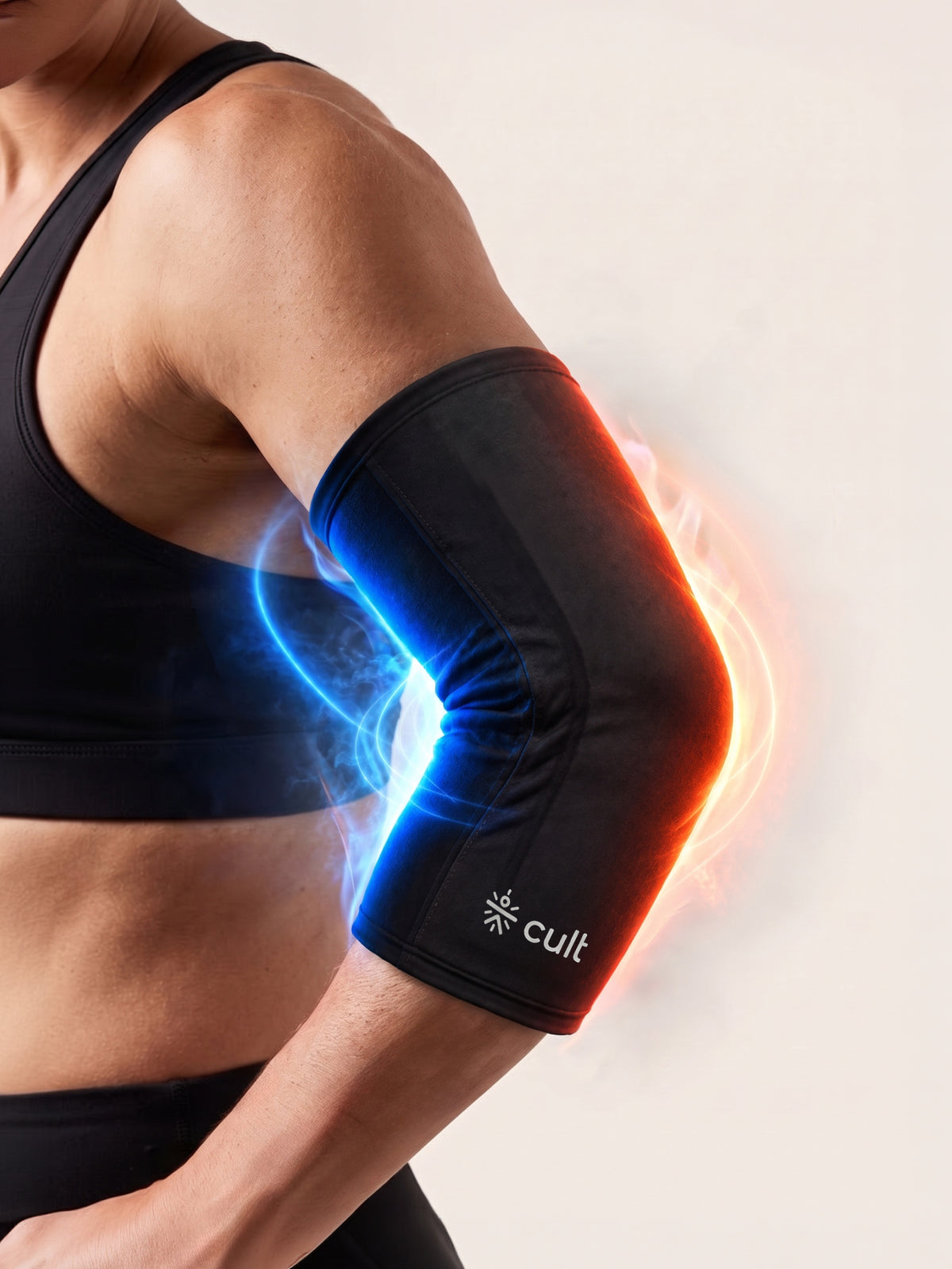 CULT Gel Arm Sleeve for Men & Women | Compression Elbow Support Brace for Gym Workout, Sports & Cycling | UV Sun Protection & Muscle Recovery Guard (Black, S-M)