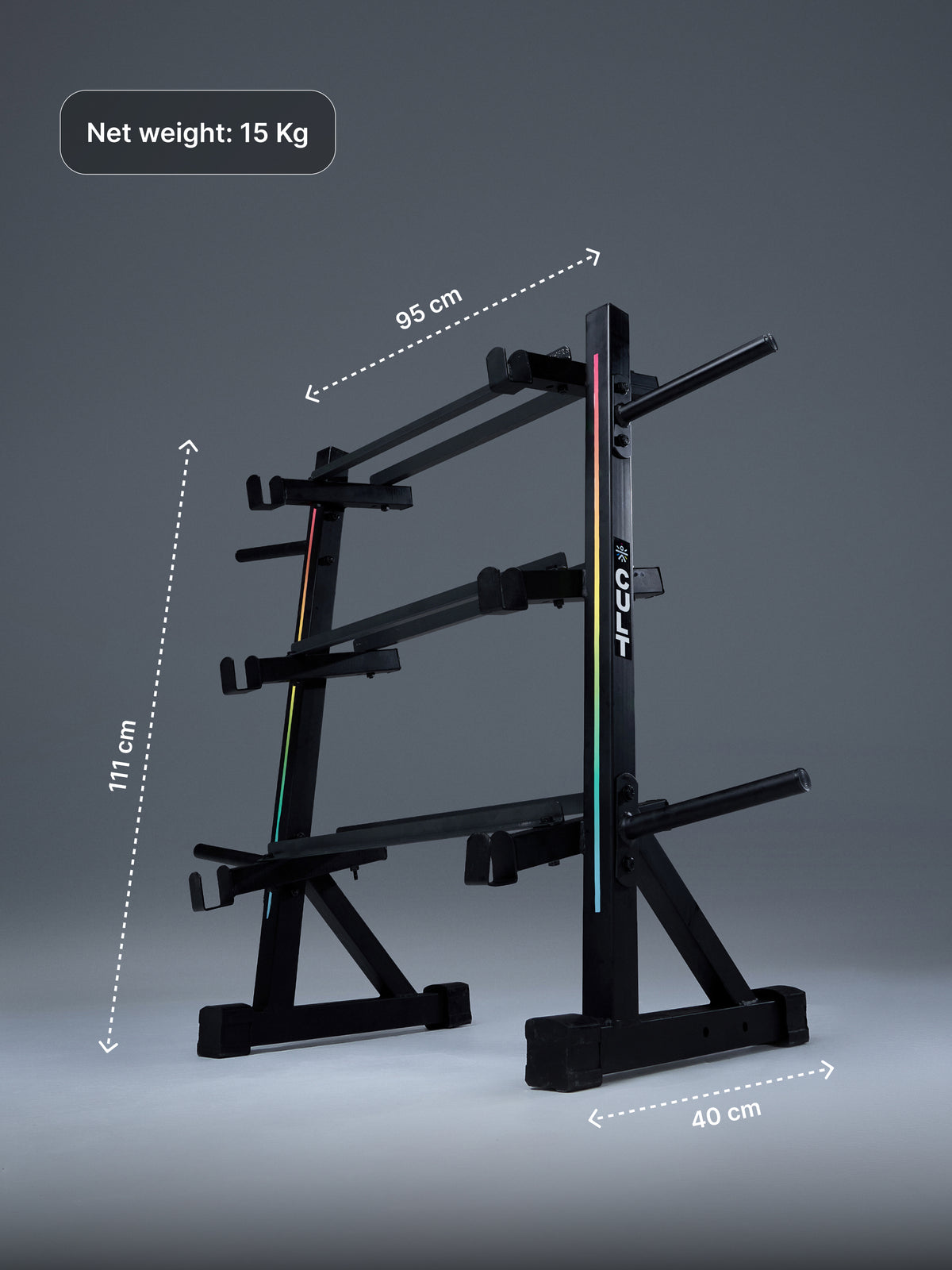 Cult 3 Level Storage Rack for weights (Rod, Plates & Dumbbell) | 300 Kg Max Load | Compact, Stable & Space-Efficient Design for home use (with 6 Months Extended Warranty)