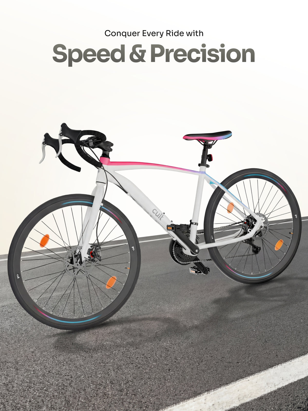 Cult Thrust 700C Road Cycle with 21 Speed Shimano Gears – White