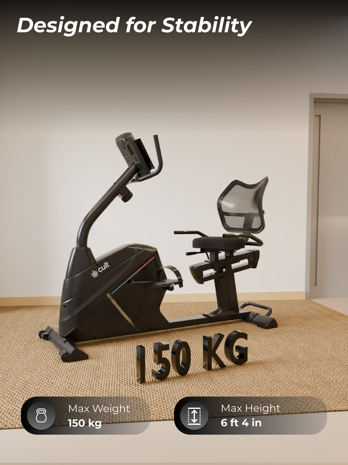 Cult SmartBikeBariPro Magnetic Recumbent Bike| 8Kg Flywheel | Max Weight: 150Kg | Home Use Recumbent Exercise Bike