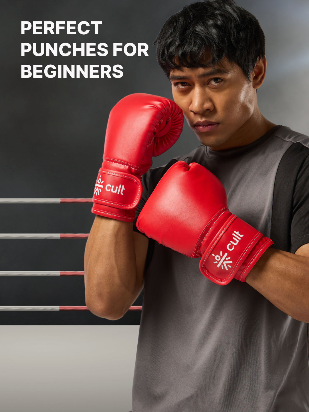 cult Neo PU Boxing Gloves for Men & Women Foam Padding Thickness 25mm Punching Bag Gloves for Boxing, Training, Kickboxing, Muay Thai, MMA Red