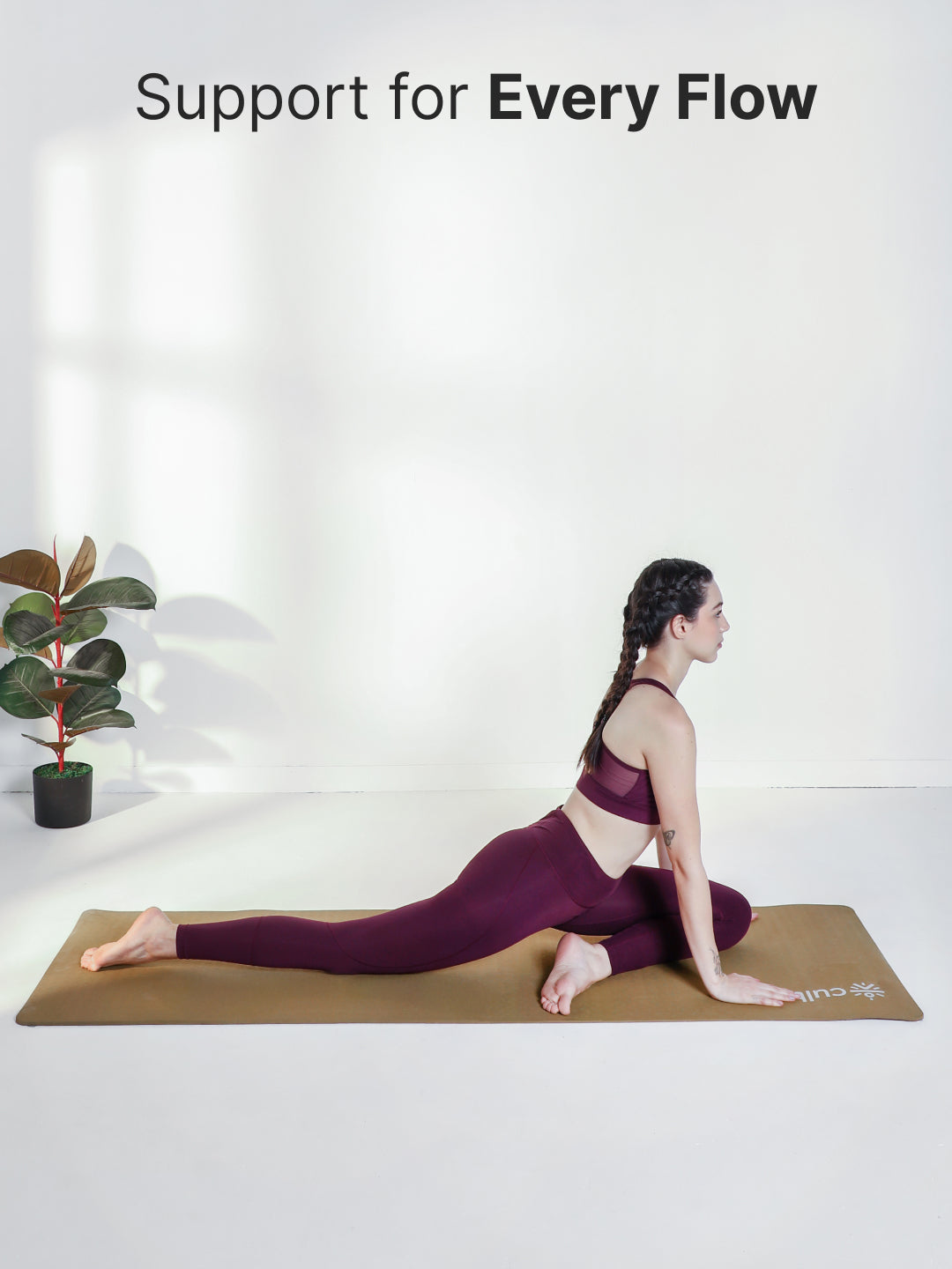 CULT Ultra Cushioned 8mm TPE Yoga & Pilates Mat Eco-Friendly, Skin-Friendly, Anti-Skid, Tear-Resistant, Lightweight & Portable with Carry Strap and Bag Ideal for Home, Gym & Outdoor Workouts - Brown