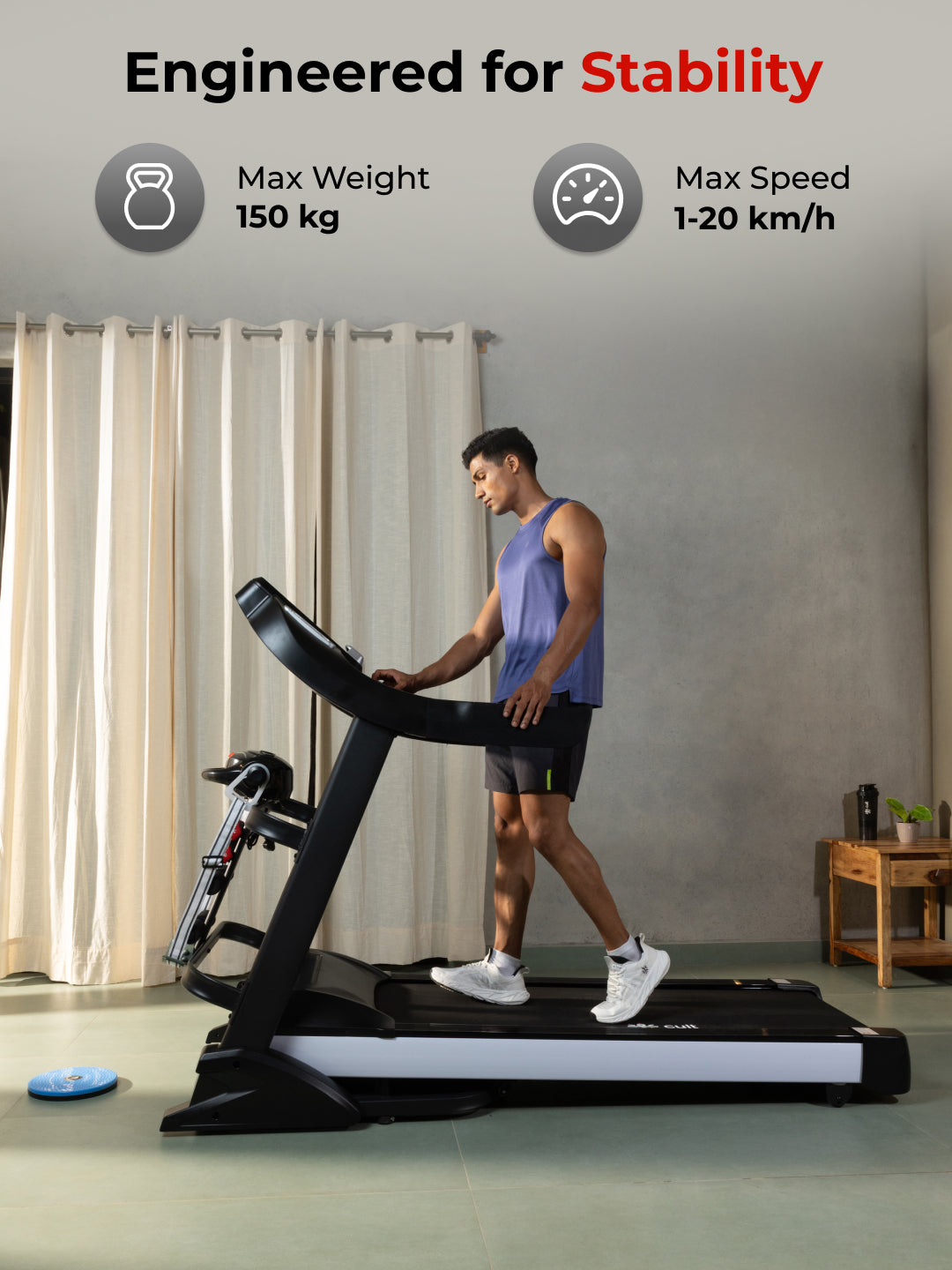 Smartrun Davie 7 HP Peak Treadmill | 15-level Auto-Incline & Massager | Max Weight-150kg | Max Speed-20kmph (with 6 Months Extended Warranty)