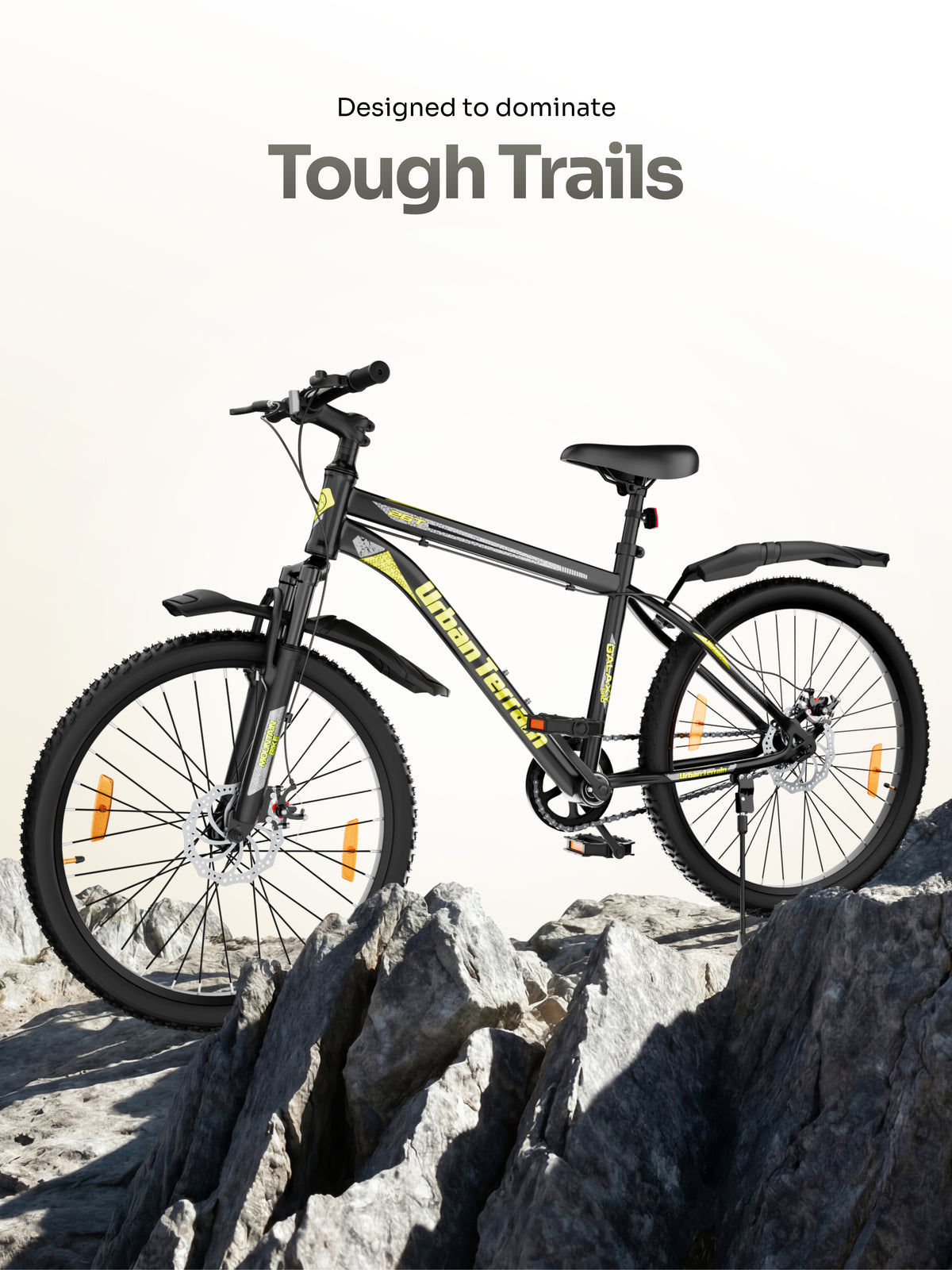 Galaxy Pro Mountain Bike Steel 26 inch Tyre, Single Speed Cycle With Front Suspension and Dual Disc Brakes Green