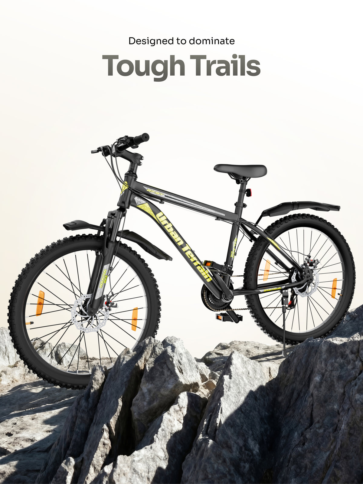 Galaxy Ultra Mountain Bike Steel 21 Speed Cycle 27.5 inch Tyre, Green With Front Suspension, Single Wall Rim and Dual Disc Brakes Ideal For 5.2 ft