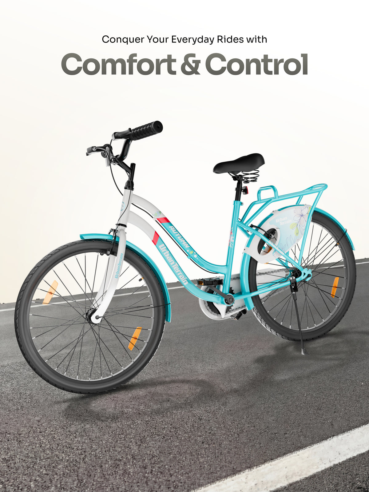Autumn Women Cycle Steel 26 inch Tyre Single Speed With Single Wall Rim, Caliper Brakes and Rigid Fork, Blue