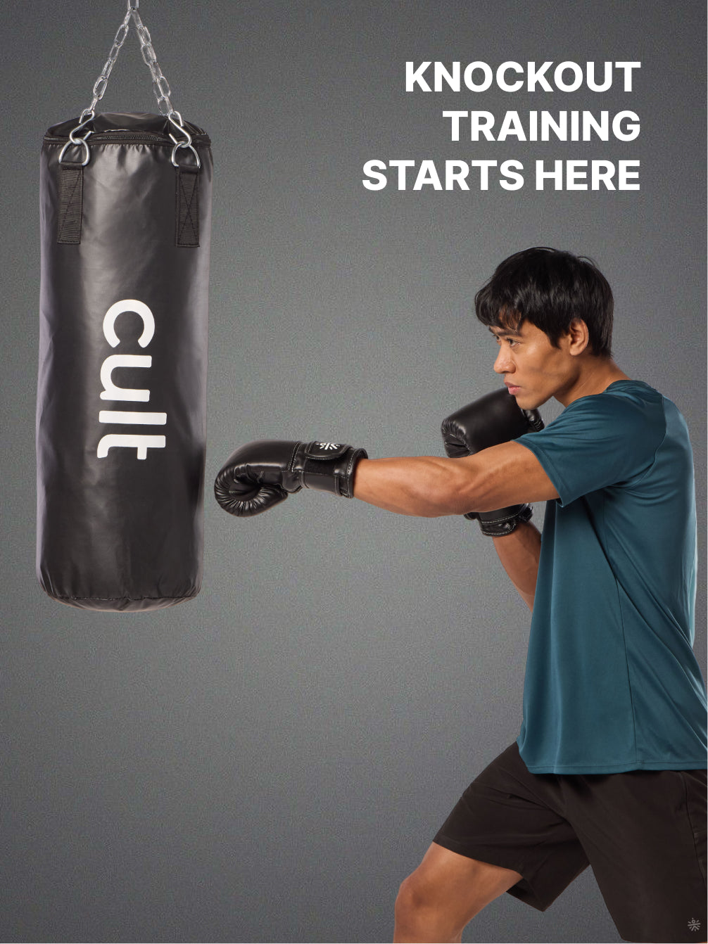 cult Punching Bag Black 4ft with Hand wrap