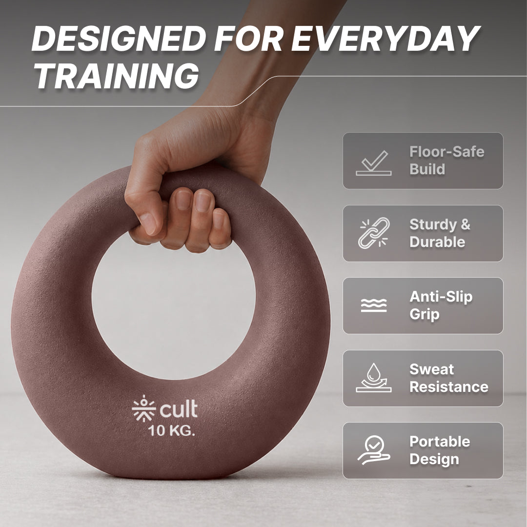 Cult Moon Kettlebell 10 Kg with Neoprene Coating, Cast Iron Core, Wide Handle & Stable Base for Strength Training & Home Workouts (with 6 Months Extended Warranty)