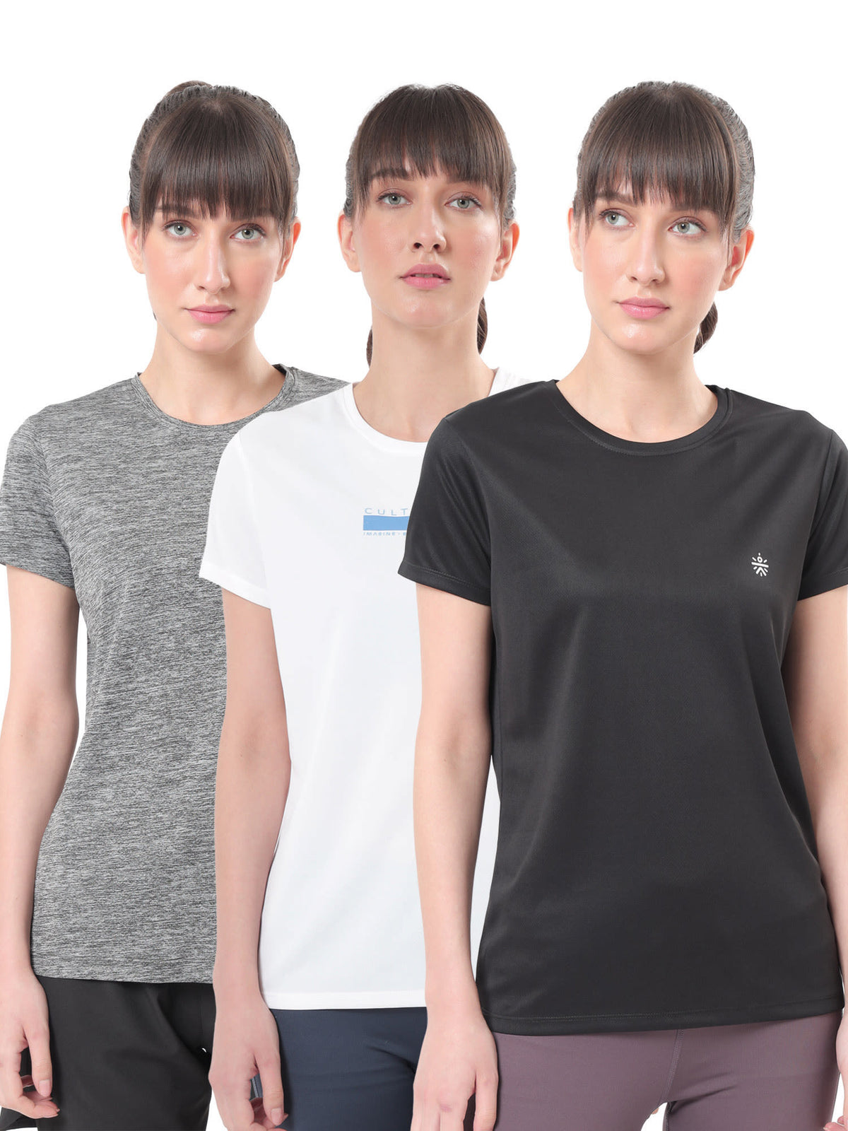 Textured Active T-shirt with Logo Pack of 3