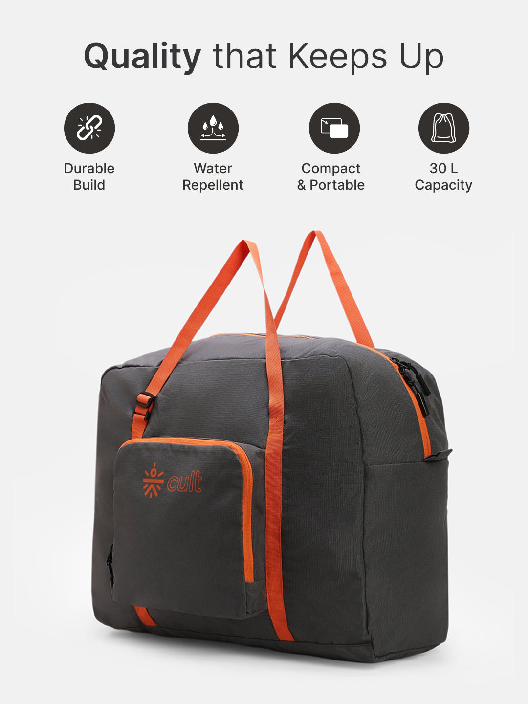 cult Foldable Duffle Bag 30L Grey