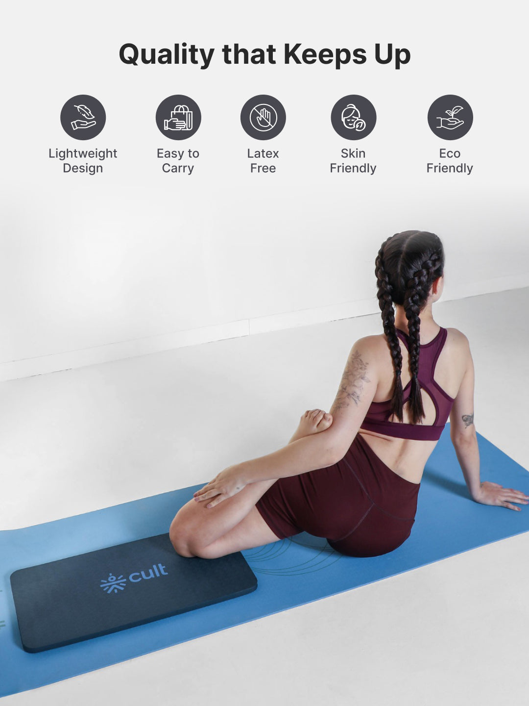 Pack of 2 EVA Yoga Knee Pads 20mm Blue Non-Toxic, Anti-Skid & Durable