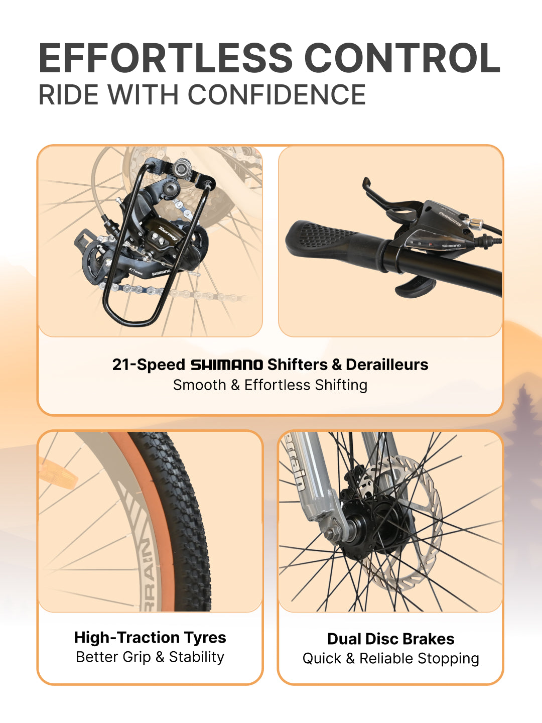 Aeroblast Mountain Bike Alloy Frame 21 Speed Cycle 29 inch With Front Suspension, Triple Wall Rim and Dual Disc Brakes, Ideal For 5.6 ft to 6 ft & above, 15+ Years, Unisex (WhiteGrey)