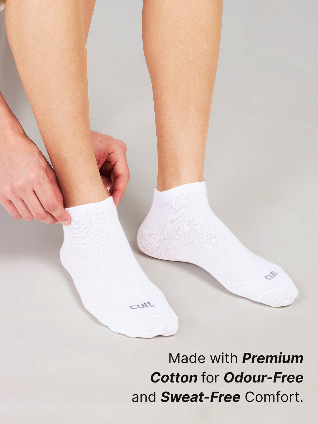 Casual Ankle Length Cotton Pack of 5 White Socks Men