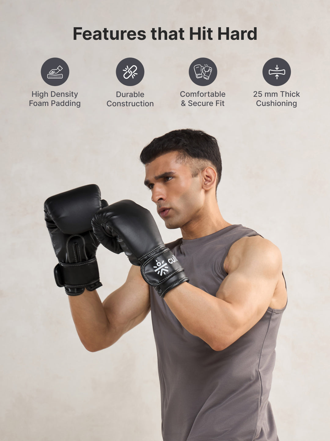 Cult Boxing Gloves 14 OZ Pro-Style Training Gloves for Sparring, Heavy Bag & Mitt Work Premium PU Leather Black