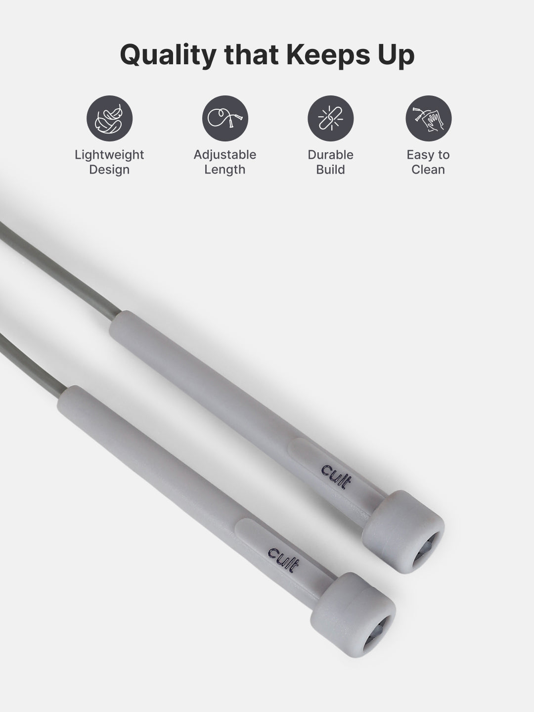 Pencil Skipping Rope for Workout & Training Adjustable, Durable Grey