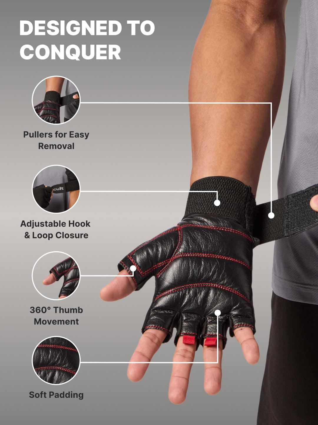 Workout Gym Gloves - Black/Red