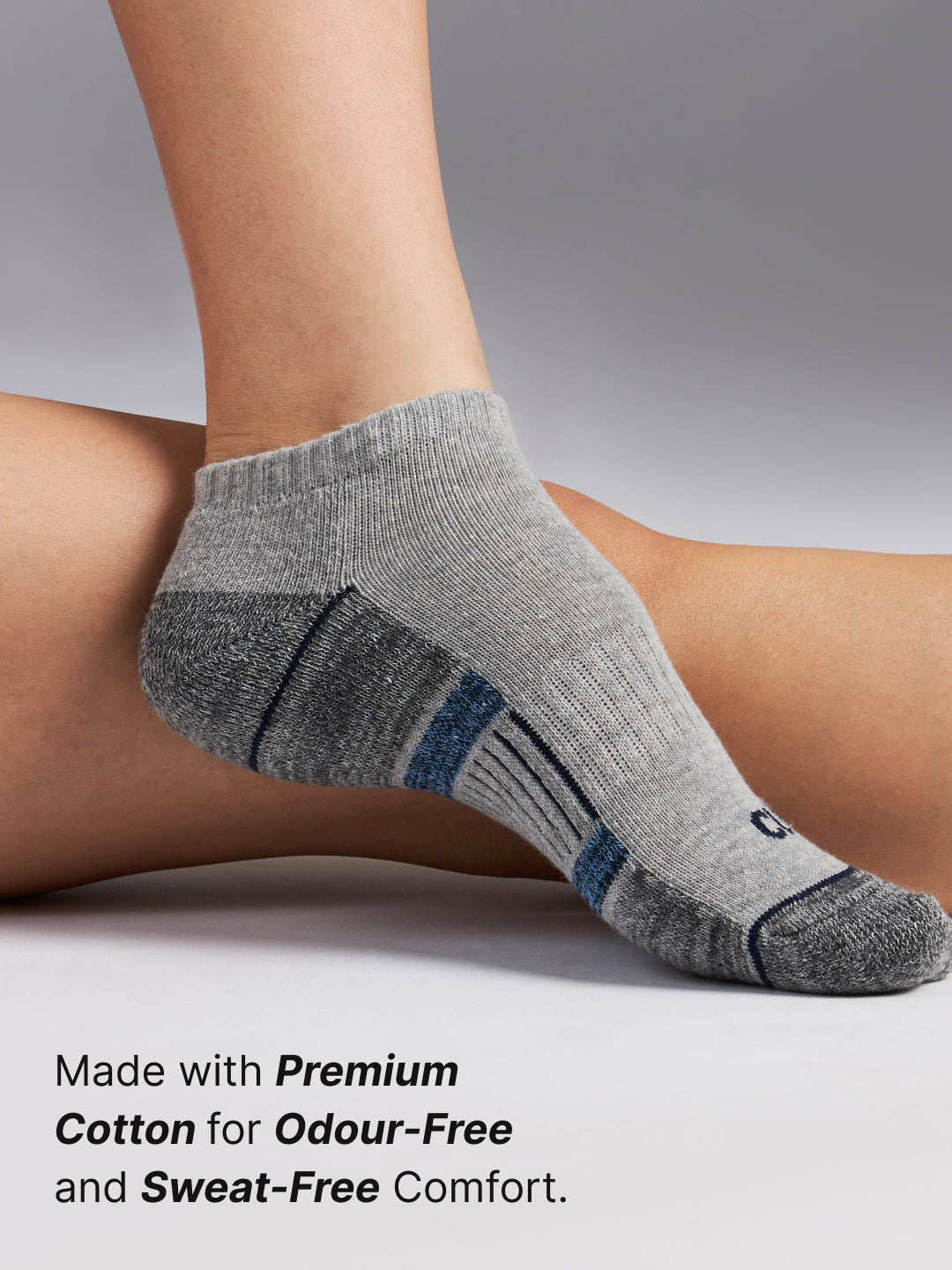 Sports Low Ankle Pack of 5 Grey Melange Women's Cotton Socks
