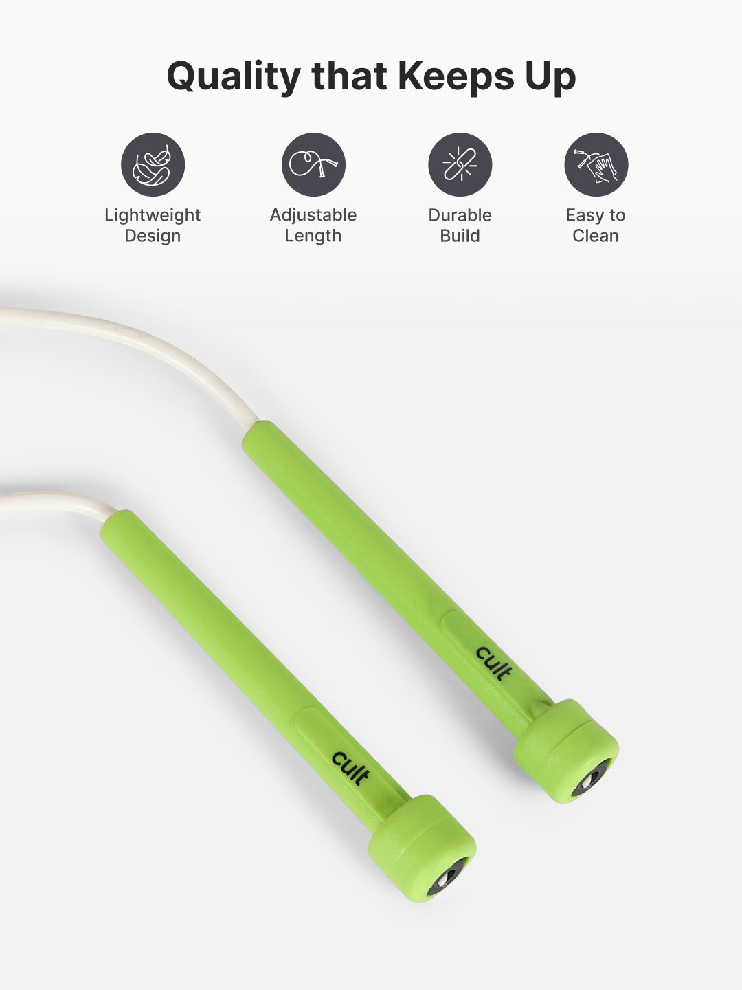 Pencil Skipping Rope for Gym & Home Exercise Adjustable, Tangle-Free White