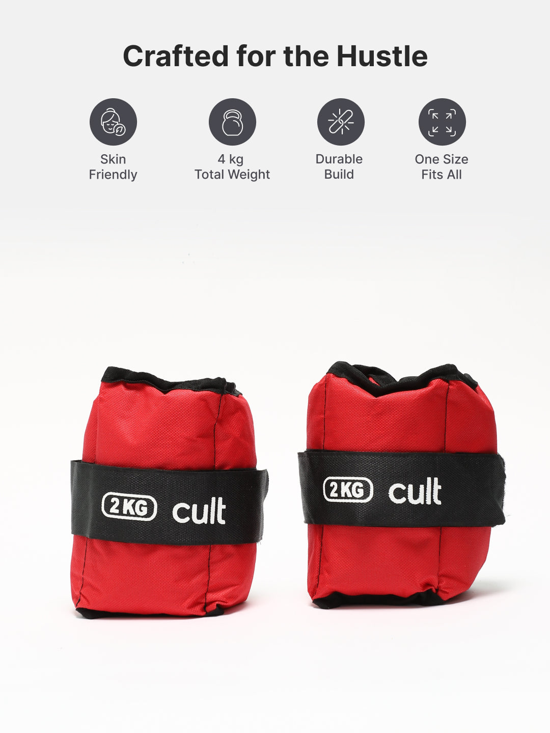 Ankle Weights 4 kg (2 kg Each Strap) Red Strength Training, Running, Yoga & Home Workouts