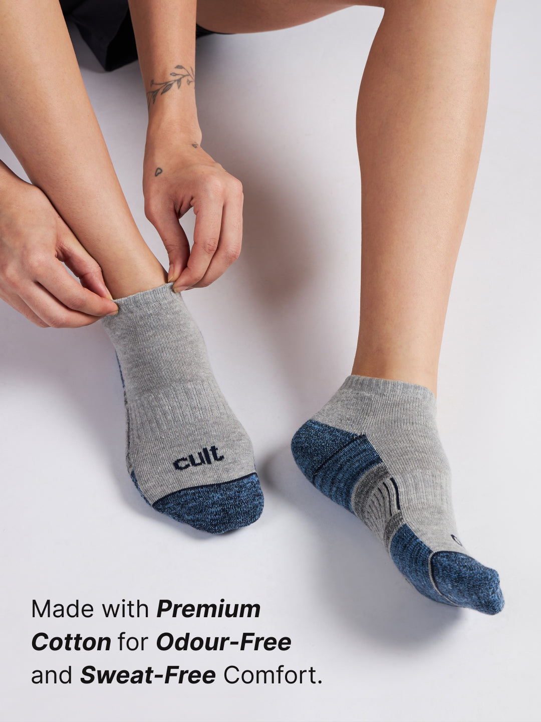 Sports Low Ankle Cotton Pack of 3 Grey,White & Black Socks Women