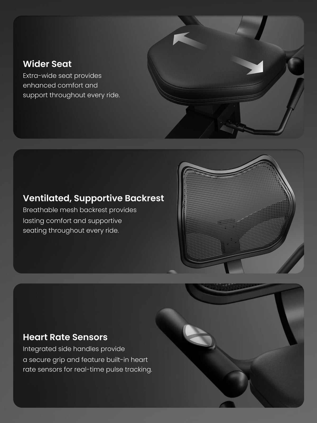 Cult Recumbent Exercise Bike | 16-Level Magnetic Resistance | Moving Handlebars | Adjustable Seat | LCD Display | Heart Rate Sensors | 130 kg Capacity | Self-Powered Exercise Cycle for Home