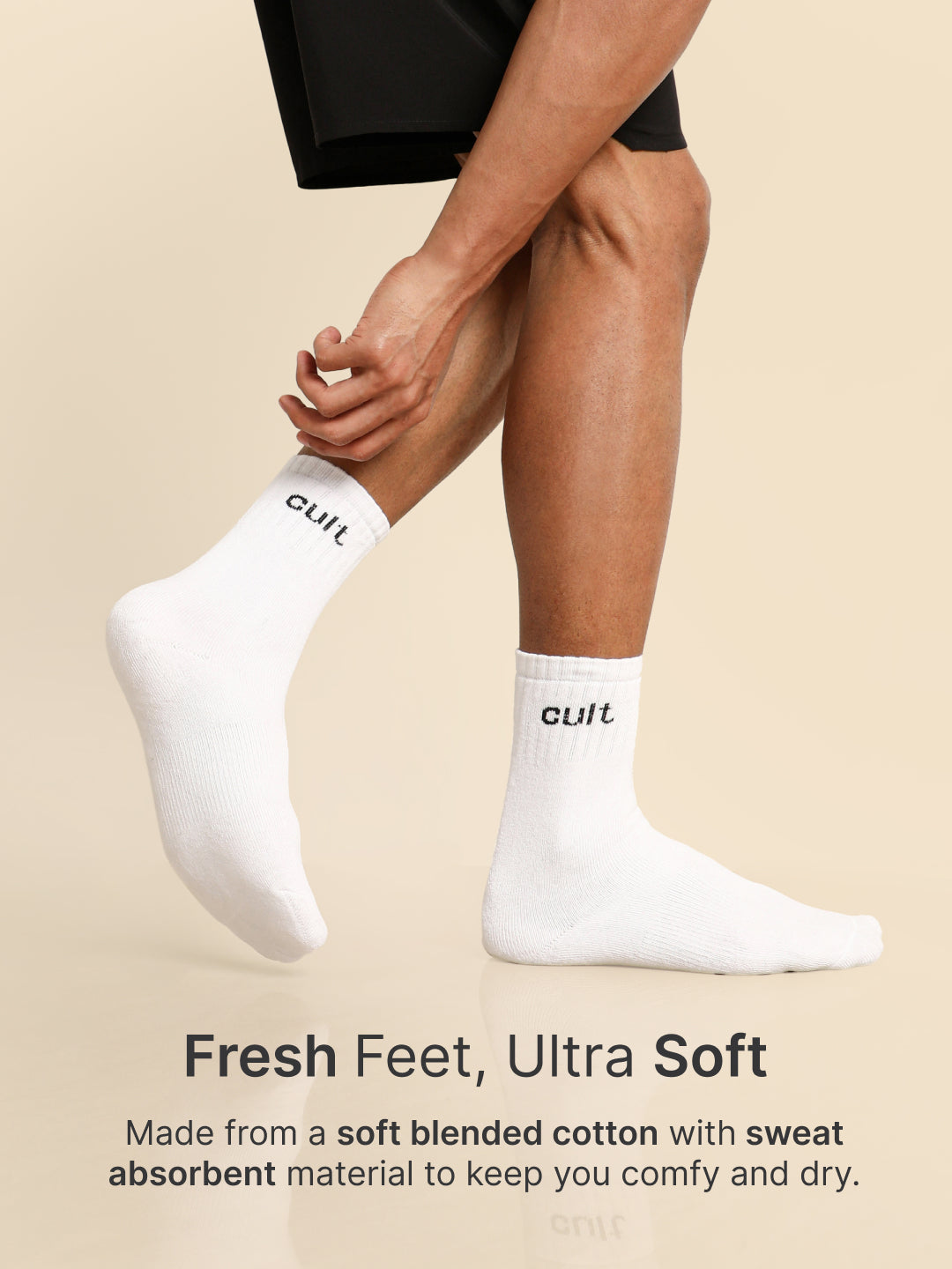 Sports Crew Length Pack of 2 White Men's Cotton Socks