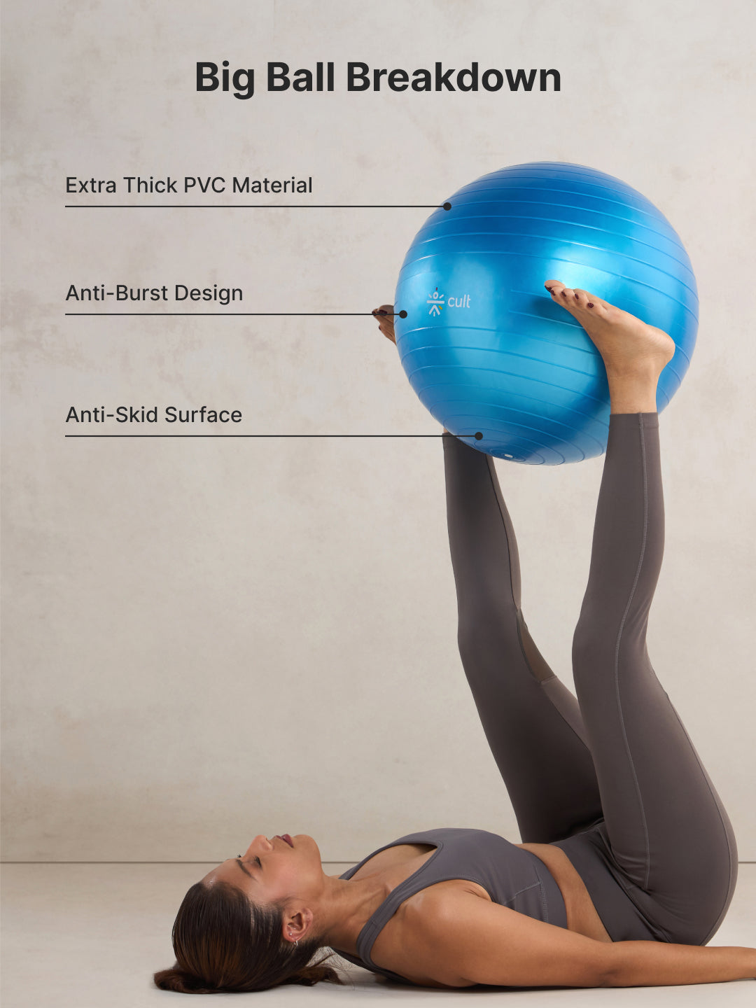 Anti-Burst Versatile Gym Ball with Pump Blue