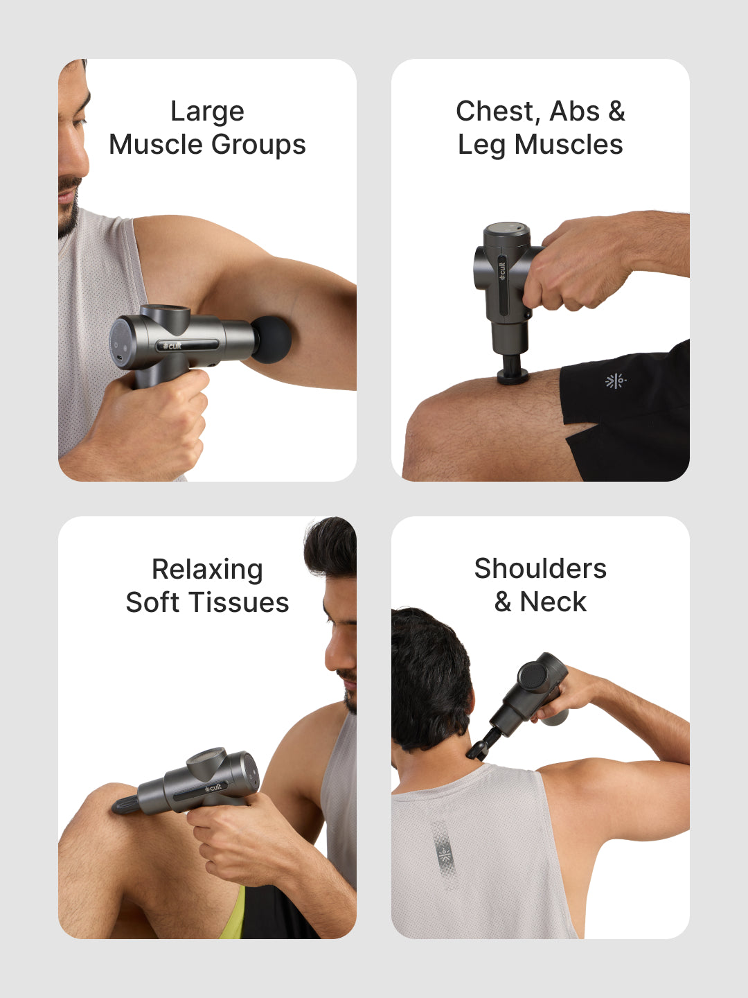 Cult Impact Edge Deep tissue massage gun, Dual Hot and Cold therapy head, 3 Hour long battery, 6-speed intensity, Silicone round head, Full body gun massager machine