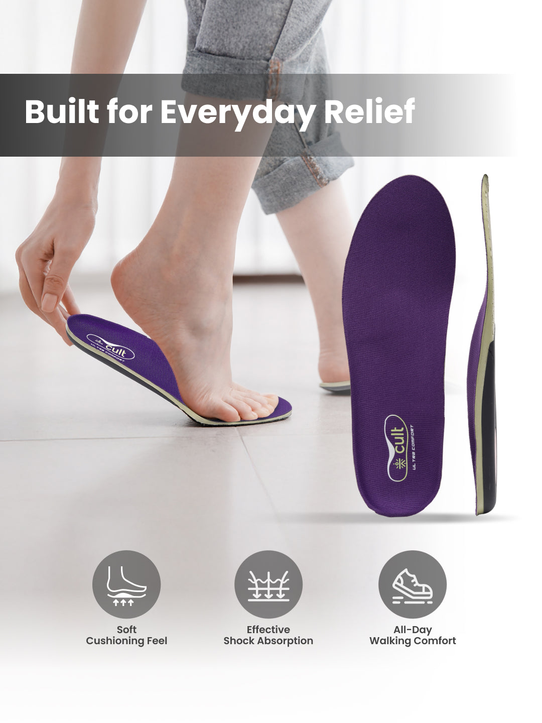 cult Men's High Arch Support- Arch Elevate Insoles