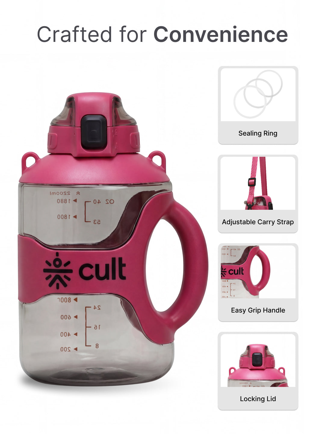 cult Gallon Bottle 2.2L Unisex Pink