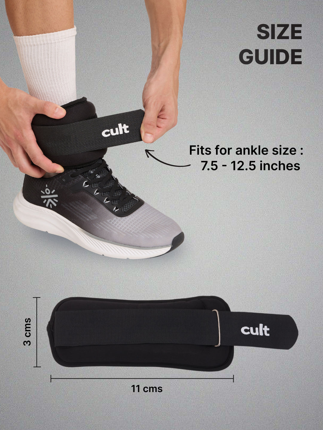 cult Ankle Weight Band Black For Gym and Training Resistance Bands for Men & Women Pair of 2 (0.5 kg each)