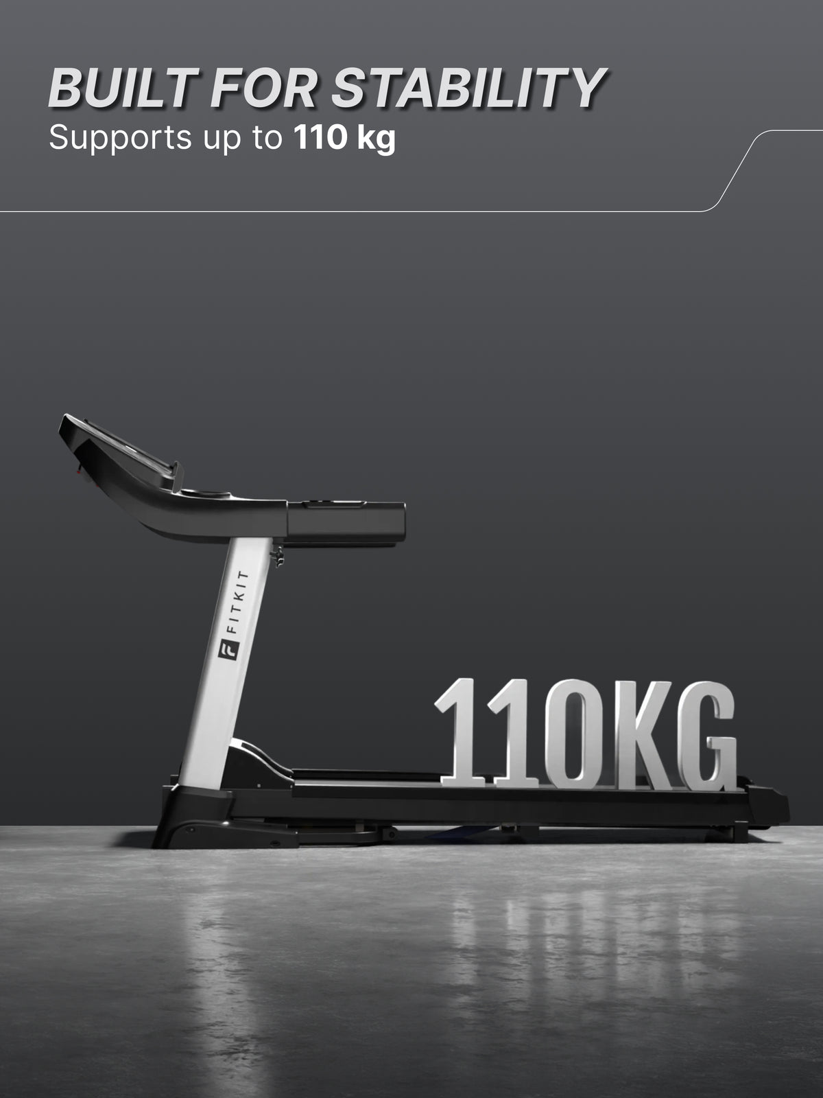 Fitkit by Cult FT100 Smart Incline Motorised Treadmill | 4.5 HP BLDC Motor | 110kg Capacity | 15-Level Auto Incline | 12 km/hr Speed | Foldable & Easy-Move Wheels | 12 Preset Workout | Ideal for Home Use (with 6 Months Extended Warranty)