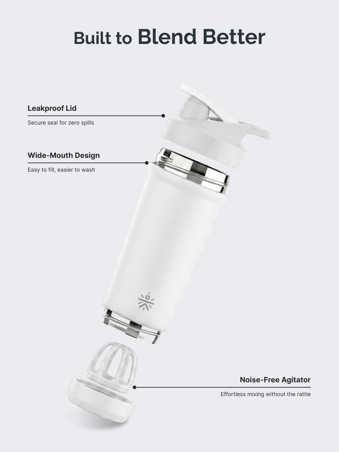 Cult White Steel Shaker Bottle 700 ml with Bottom Opener – Leakproof & Built for Performance