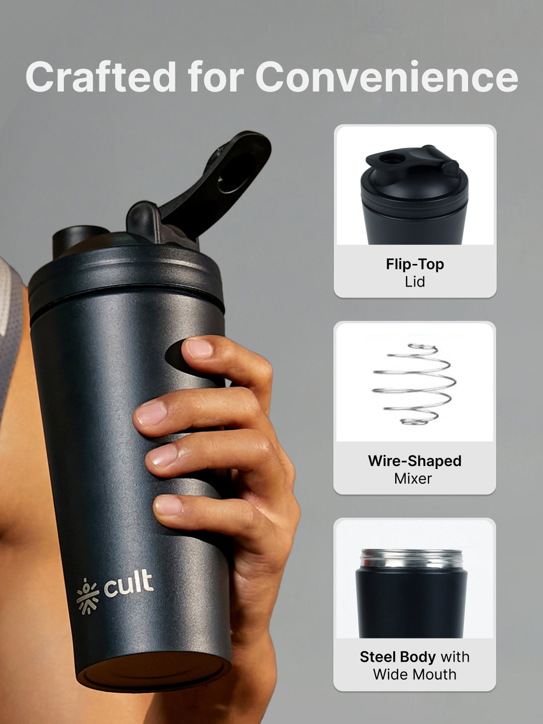 cult Steel Shaker 700ml Black